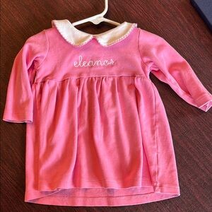 Luigi Eleanor Pink Long Sleeve Baby Dress with White Collar